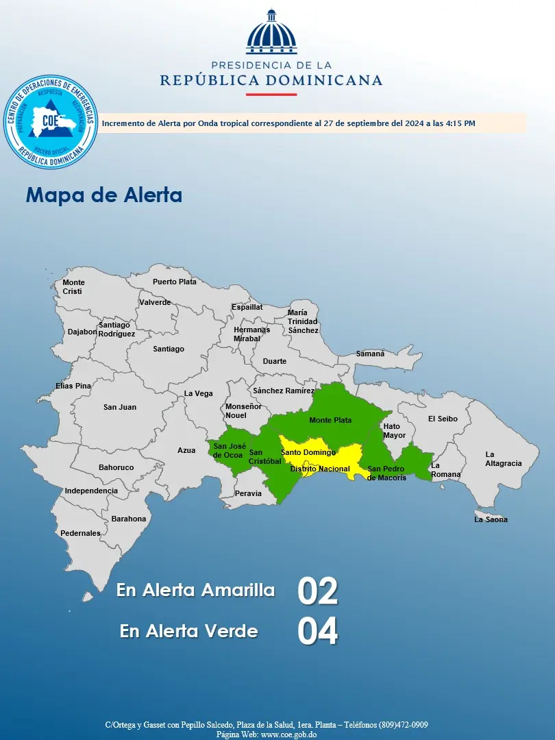 El Gran Santo Domingo en alerta amarilla tras inicio de los aguaceros