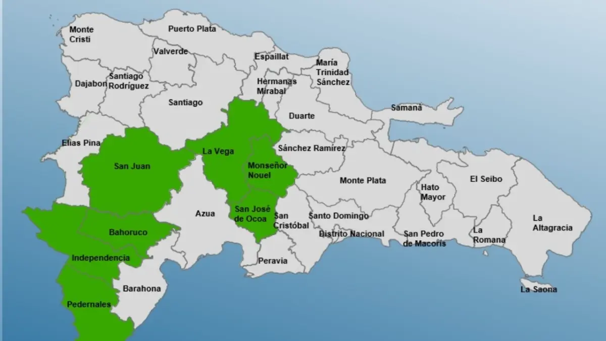 COE coloca siete provincias en alerta verde por incidencia de vaguada