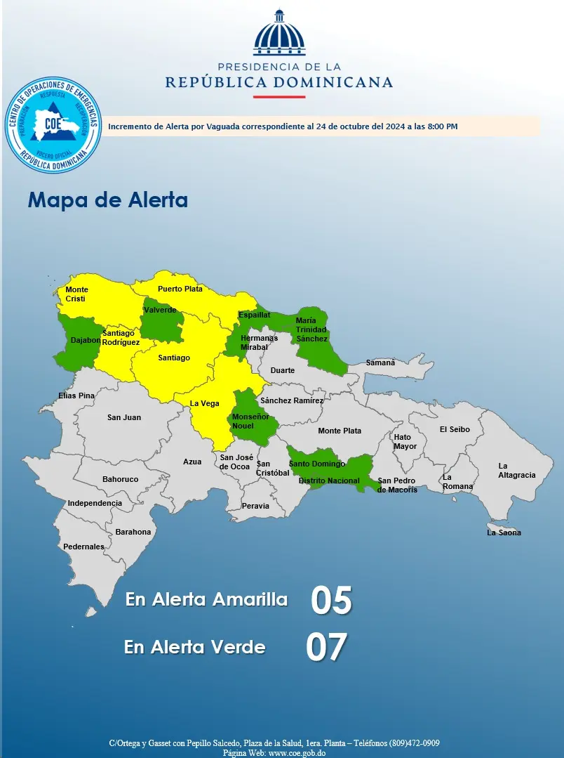 El COE eleva a doce las provincias en alerta por lluvias