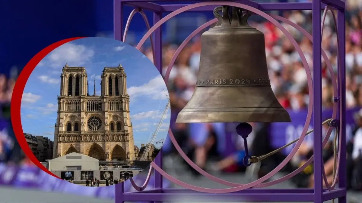 La catedral de Notre Dame recibe la campana olímpica de París 2024