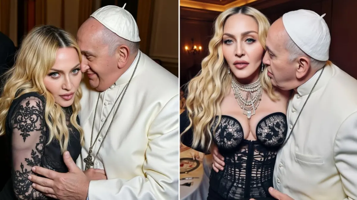 Madonna genera polémica al publicar imágenes creadas por IA abrazando al Papa Francisco