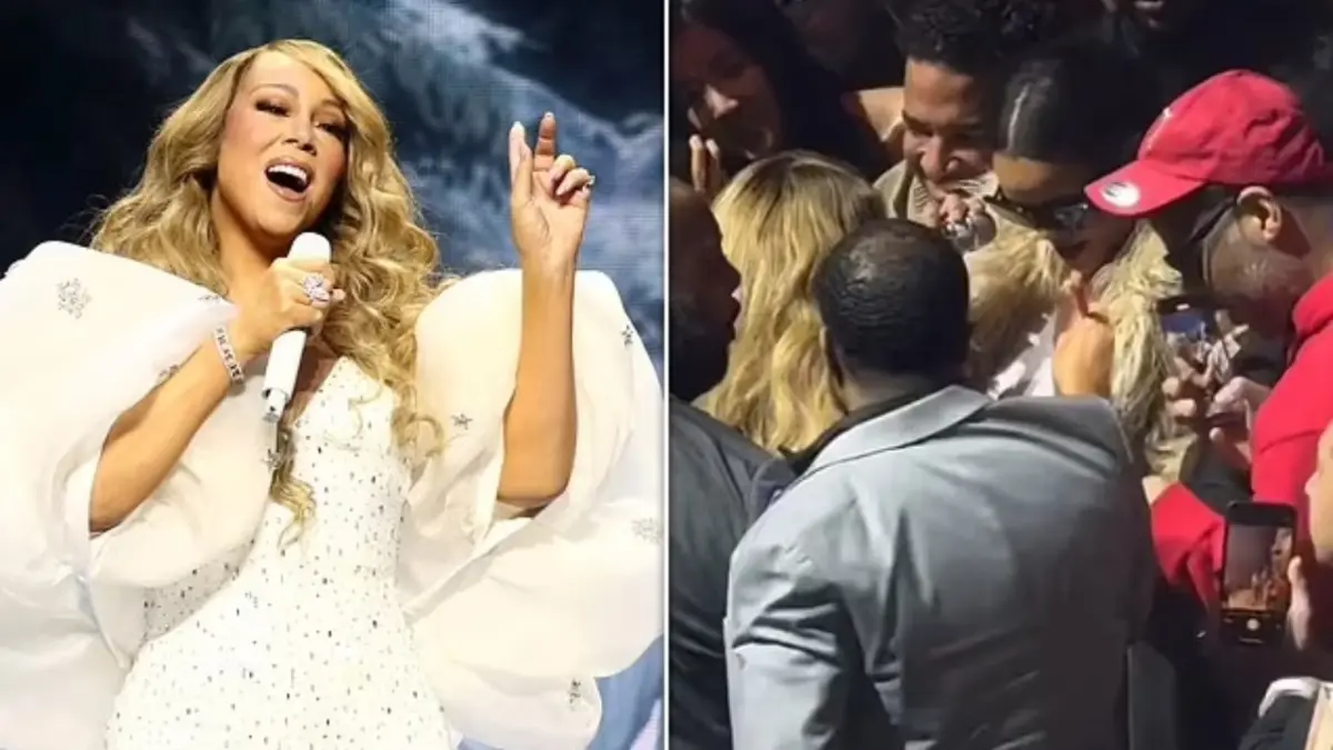 ¡Esto es épico! Reacciona Rihanna tras Mariah Carey firmarle el pecho en concierto