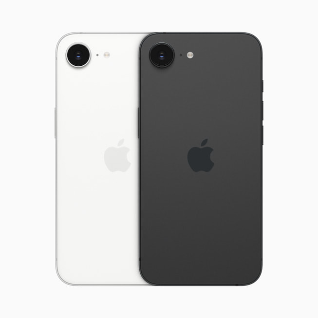 El iPhone 16e está disponible en elegantes acabados blanco mate y negro mate con un diseño resistente a las salpicaduras, al agua y al polvo.