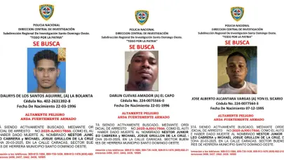 PN emite alerta de búsqueda contra supuestos delincuentes implicados en doble homicidio en SDO