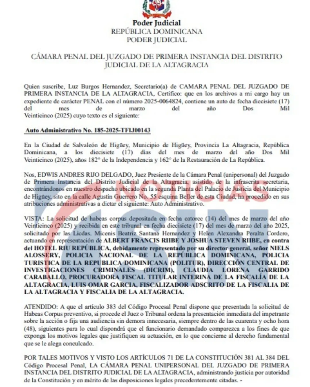 Abogados de Joshua Steven solicitan Habeas Corpus contra las autoridades y hotel Riu