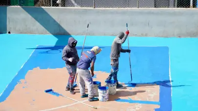 INEFI remoza cancha del Liceo Profesora Carmen Luisa De los Santos en El Café de Herrera