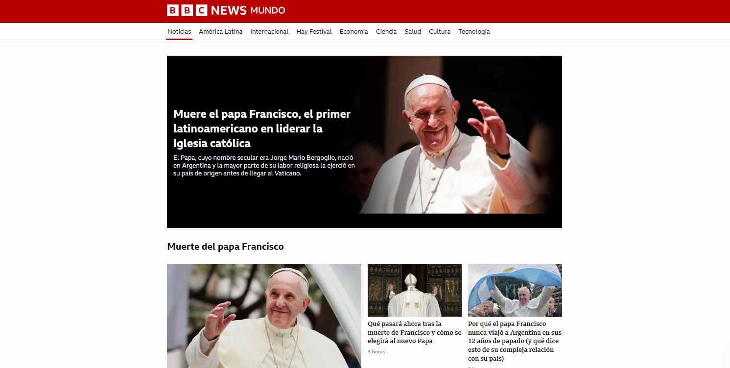 Noticia sobre el papa Francisco y su muerte.