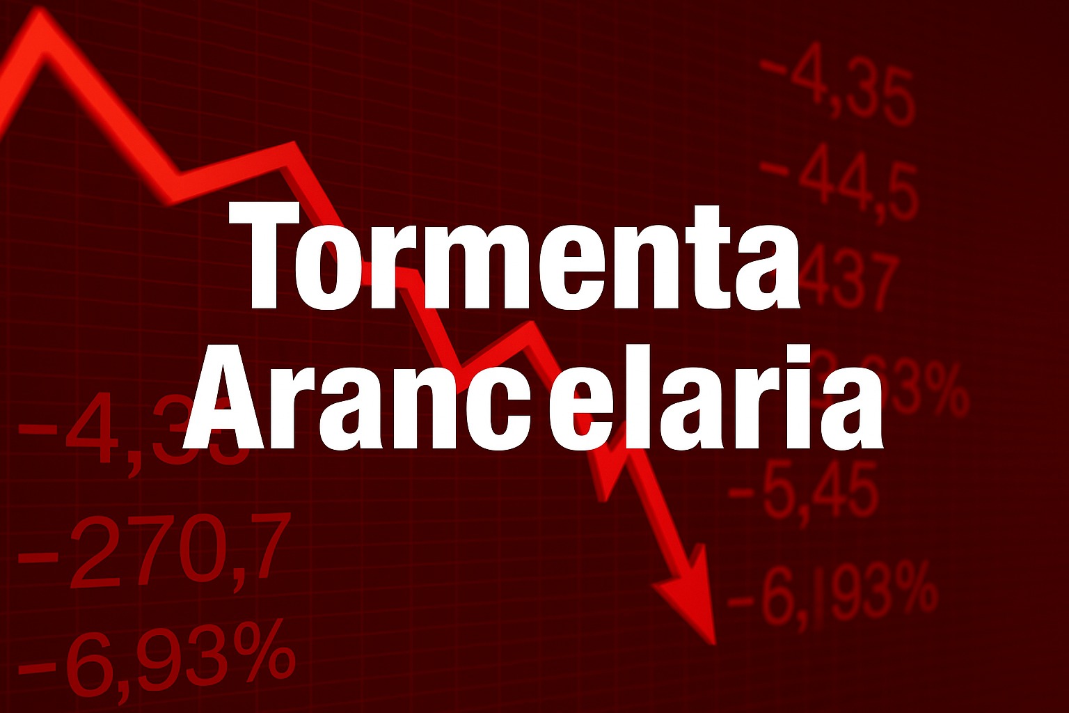 Gráfica de caída con texto Tormenta Arancelaria