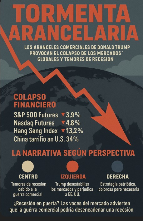 Infografía sobre crisis financiera por aranceles de Trump.