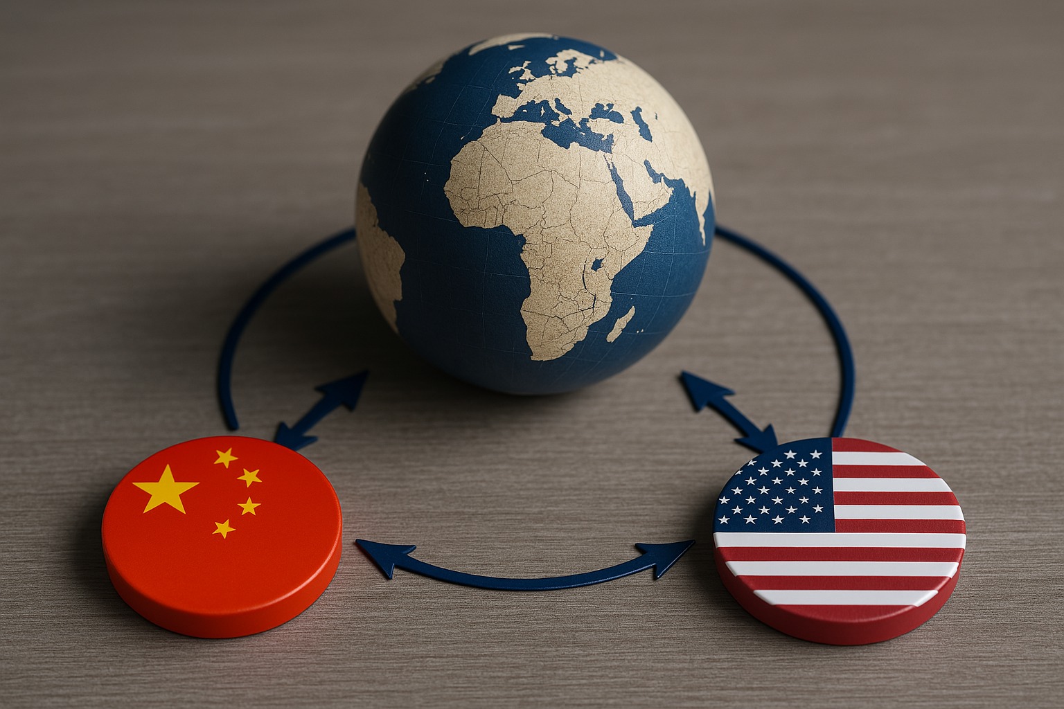 Globo con flechas entre China y EE.UU.