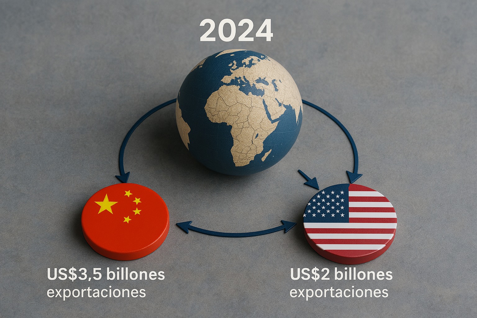 Exportaciones 2024: China y EE.UU. al mundo