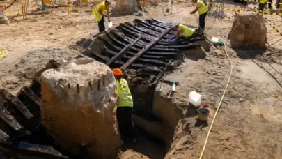 Hallan en Barcelona los restos de un barco del siglo XV mientras excavaban para un parqueo