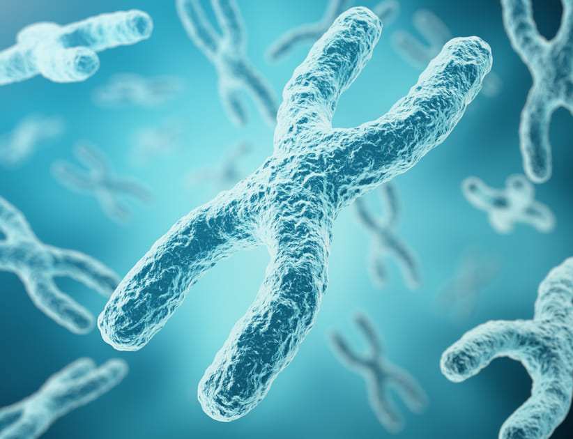 Ilustración de cromosomas en azul