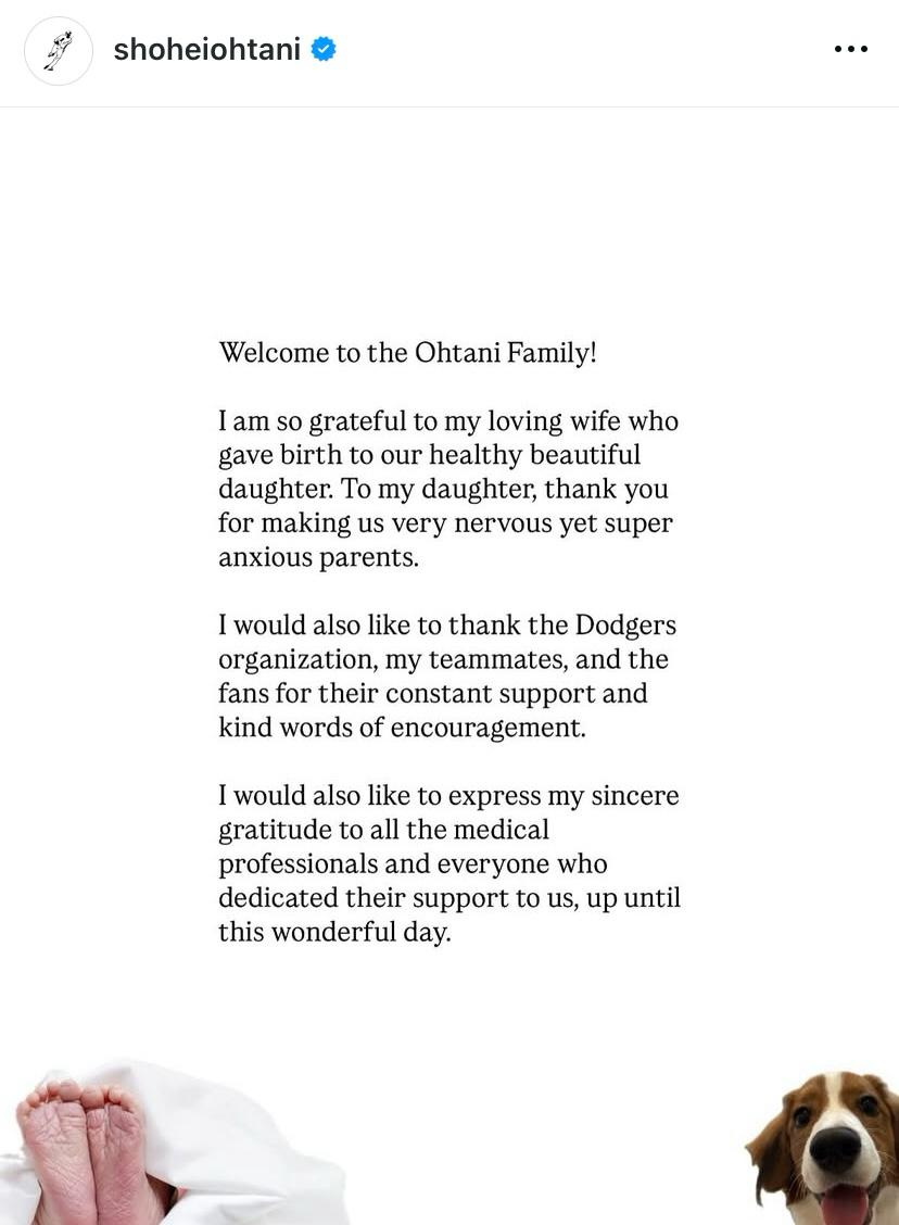 Mensaje de agradecimiento por el nacimiento de su hija.