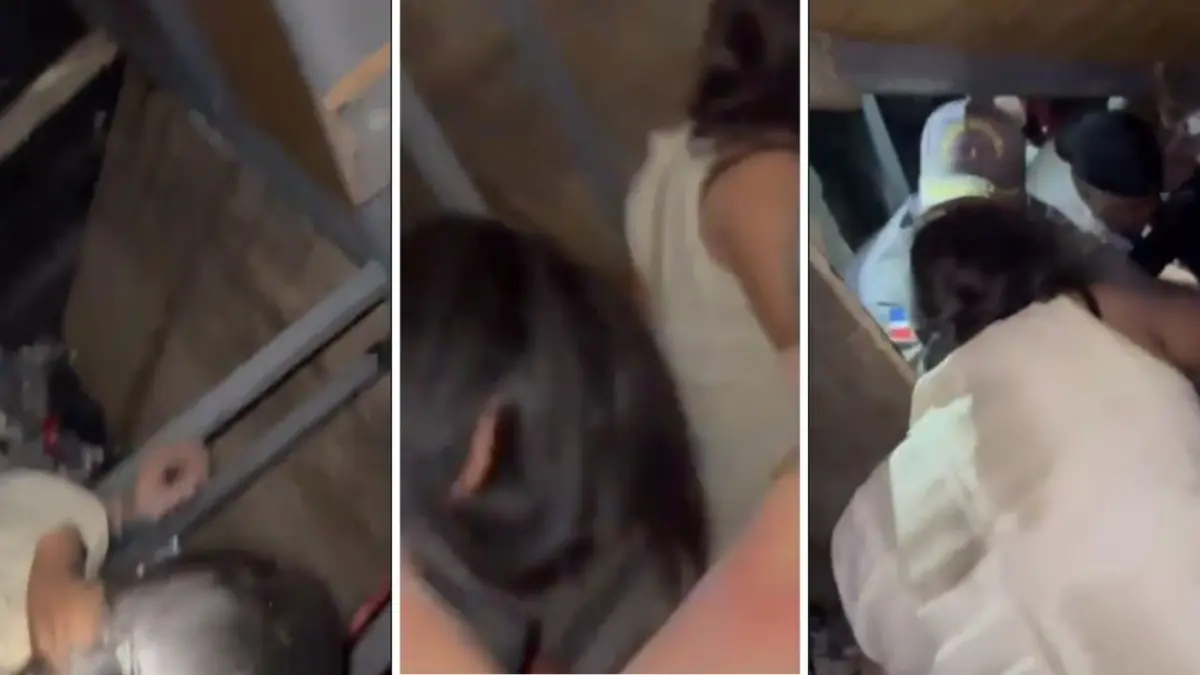 Momento en que rescatan grupo de personas atrapadas con vida entre los escombros del Jet Set
