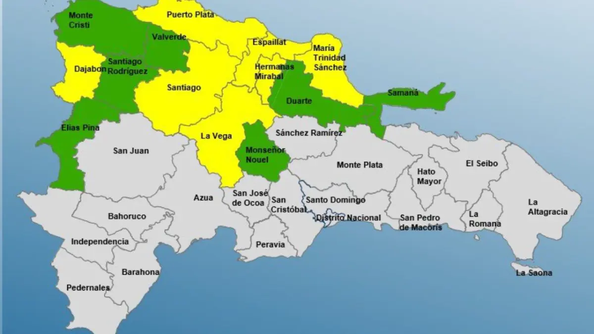 COE aumenta a siete provincias en alerta amarilla y mantiene siete en verde por baja presión