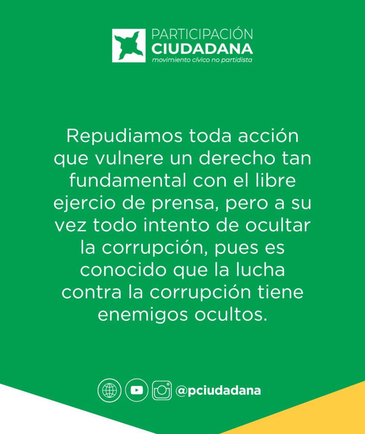 Participación Ciudadana defiende libertad prensa y combate corrupción.