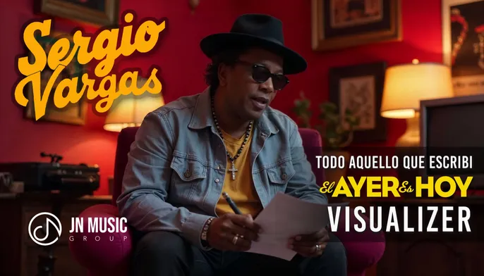 Cantante con gafas y sombrero lee un papel.