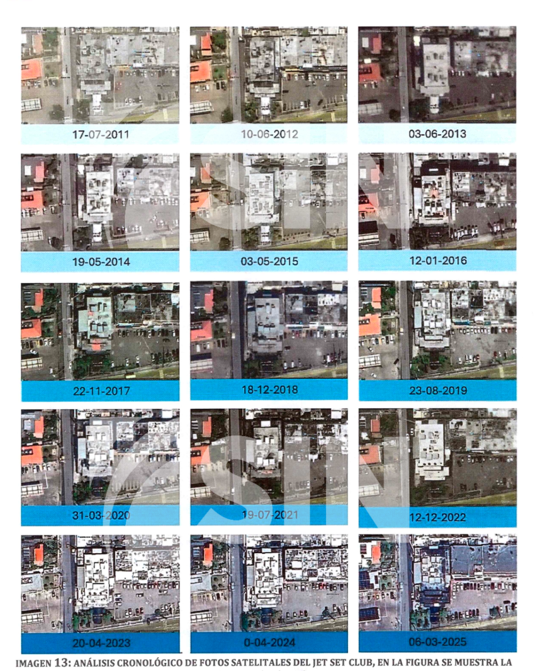 Fotos satelitales cronológicas del Jet Set Club.