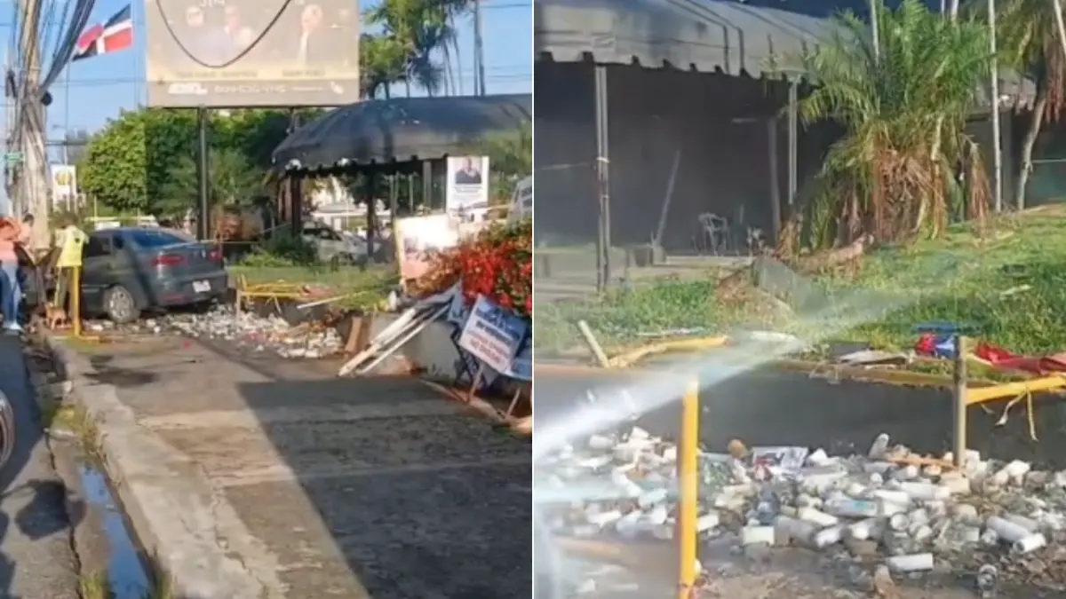 Mujer impacta altar en memoria de víctimas del Jet Set tras perder control de su vehículo