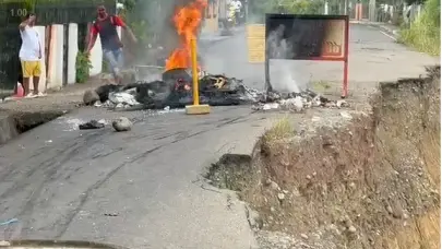 Protesta en El Aguacate por derrumbes y abandono del Gobierno