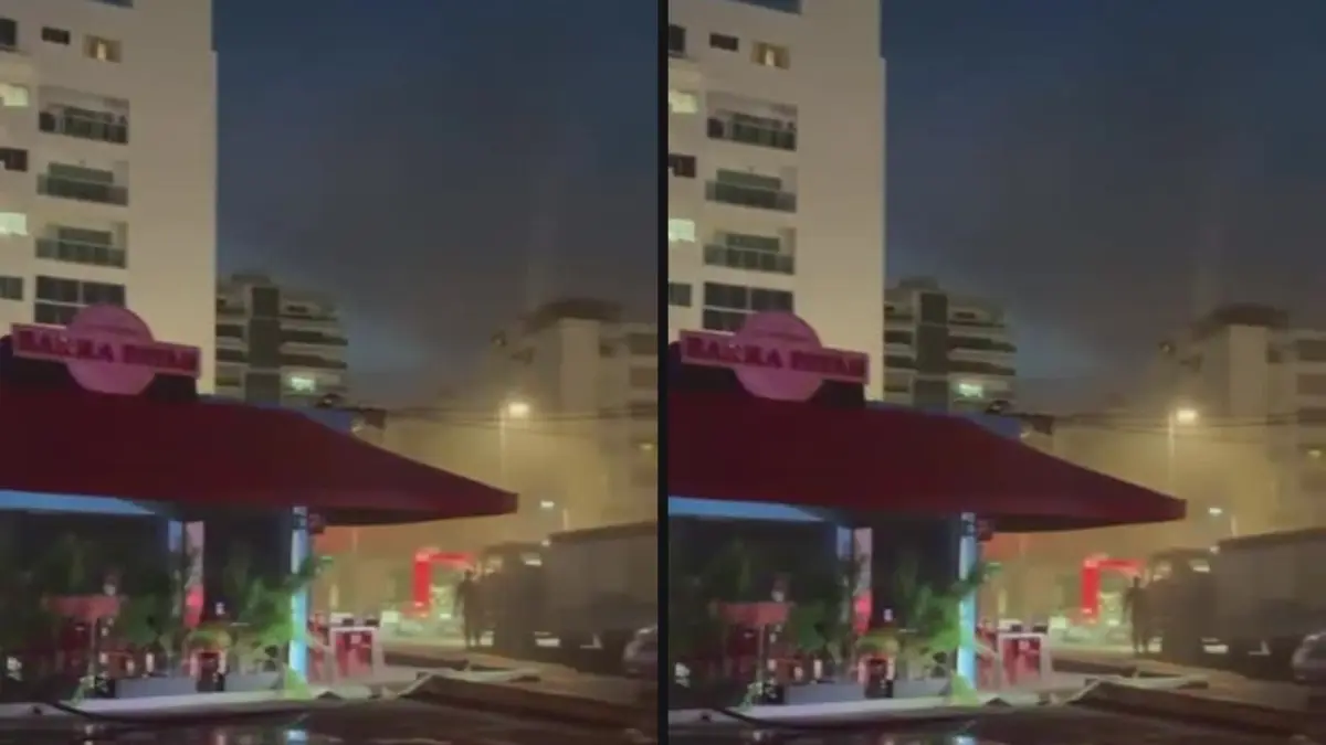 Incendio afecta local de comida en la avenida Tiradentes, próximo a estación de gasolina en el Distrito Nacional