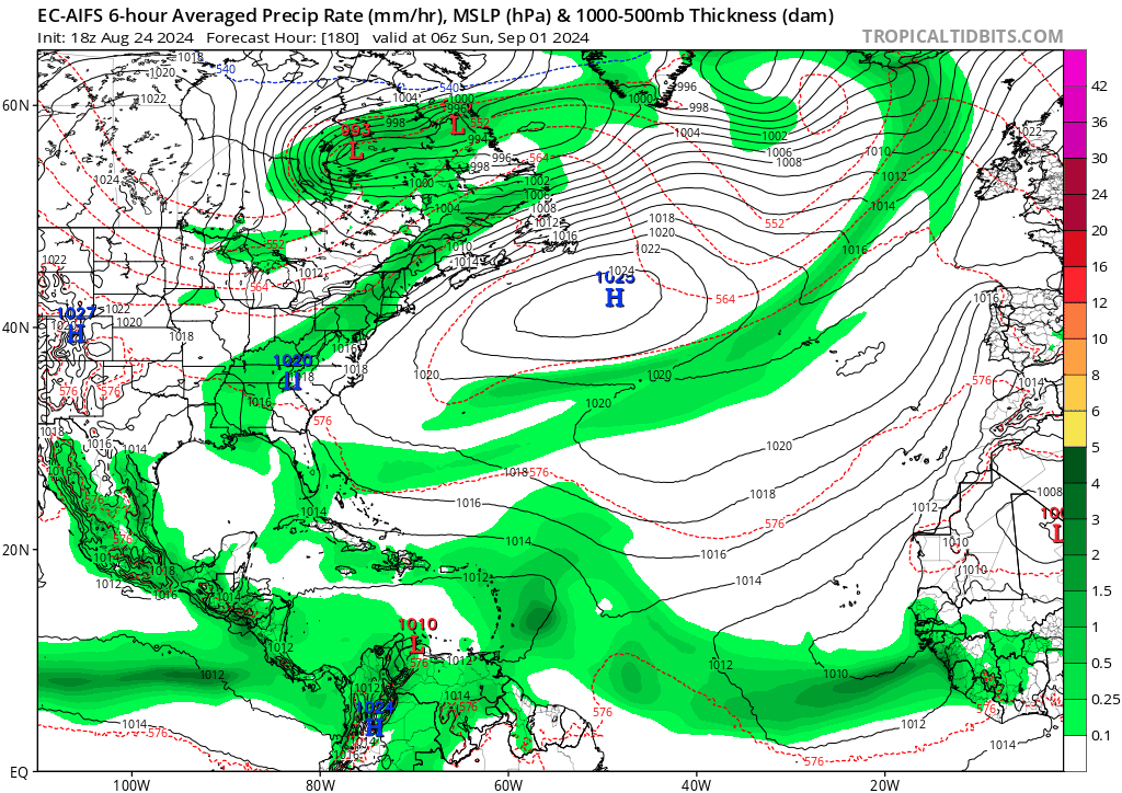 Mapa de precipitaciones y presión meteorológica.