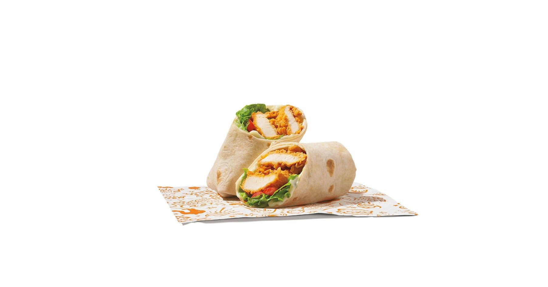 Wrap de pollo crujiente con lechuga y tomate