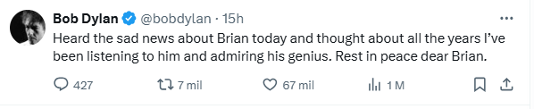 Tweet de pérdida de un amigo llamado Brian.