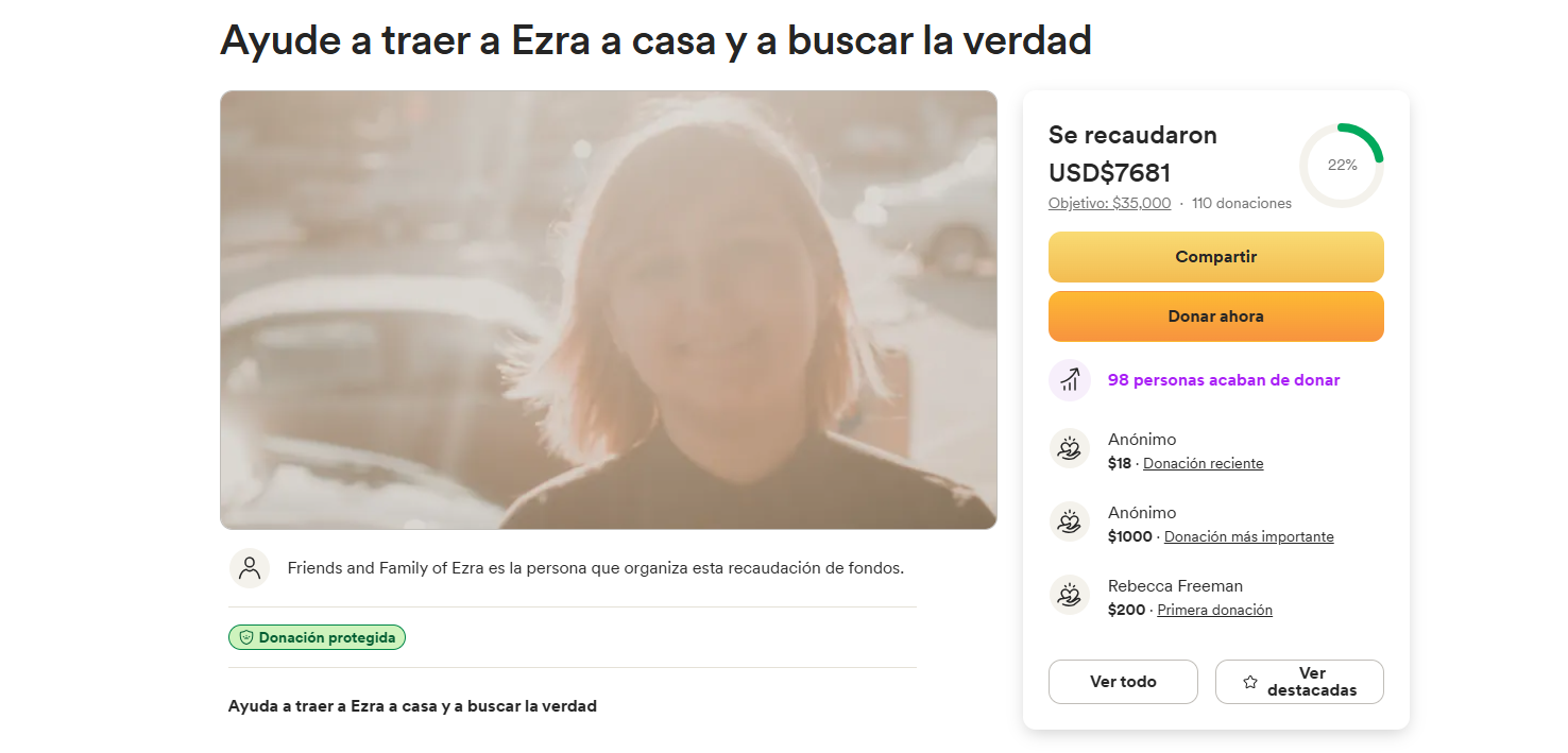 Campaña de recaudación de fondos para Ezra