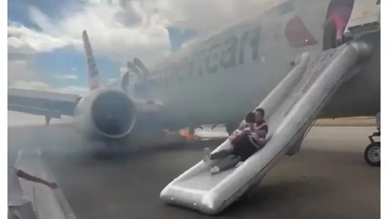 Evacúan un avión de pasajeros en EEUU por incendio en los frenos