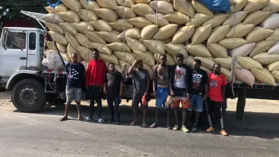 Detienen cami&oacute;n con haitianos indocumentados ocultos entre sacos de paja de arroz